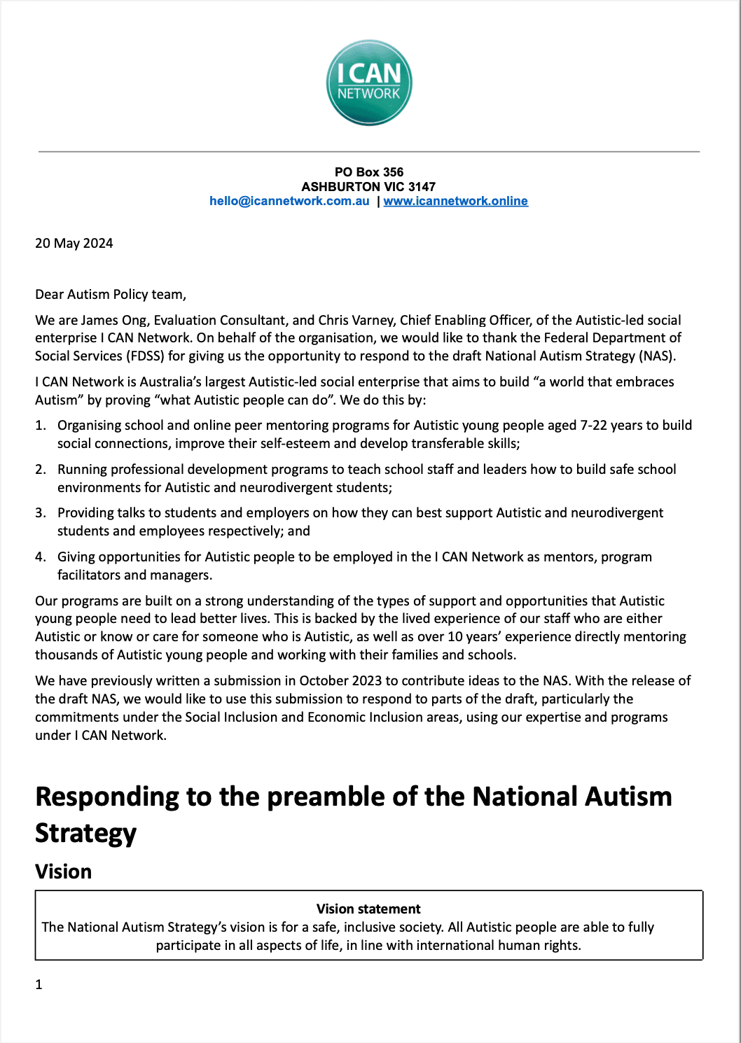 NAS REVIEW SUBMISSION 2024