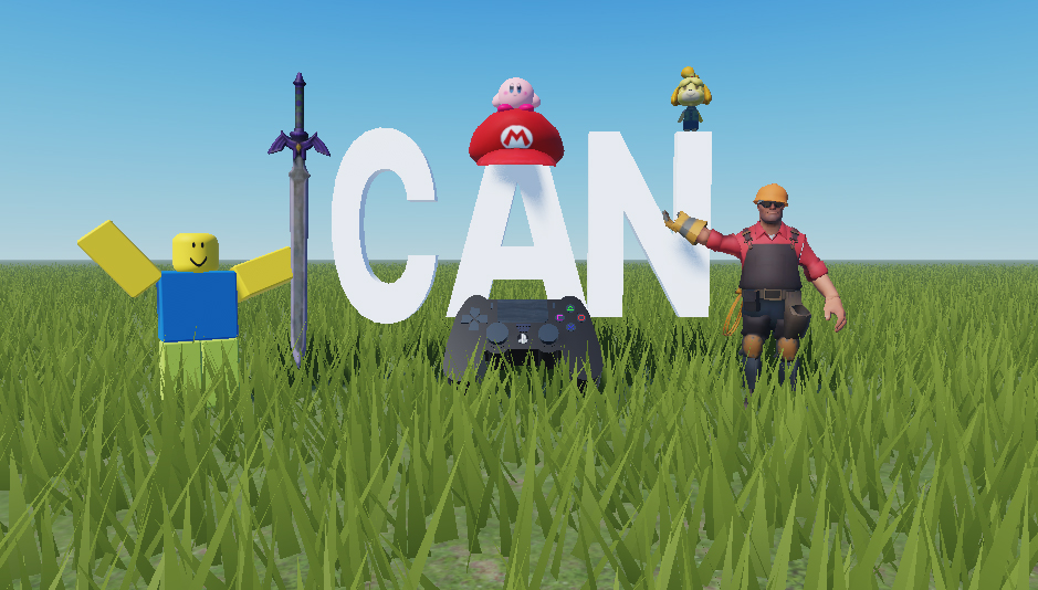 I CAN Online made Online Three characters from a video game standing next to a sign that says 'ICAN'